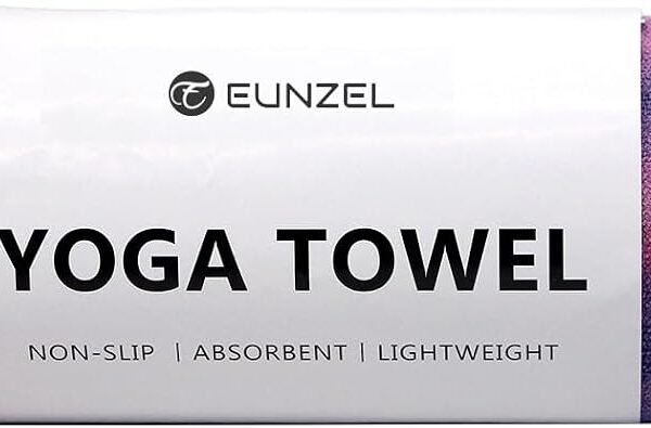 Eunzel Yoga Towel,Hot Yoga Mat Towel with Grip Dots Sweat Absorbent Non-Slip for Hot Yoga, Pilates and Workout 24" x72", Purple & Blue