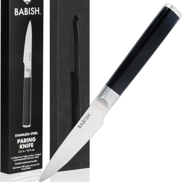 Babish 3.5-Inch Paring Knife High-Carbon 1.4116 German Steel Kitchen Knife Precision Cutlery for Peeling, Slicing & Detail Work