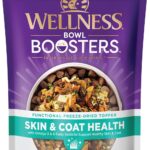 Wellness Bowl Boosters Skin and Coat Health Dog Food Topper with Freeze Dried Pieces for Small, Medium, and Large Breeds, Grain Free, Natural, Chicken Recipe, 4 oz Bag