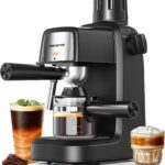 KEENSTAR 3.5Bar Espresso Machine with Milk Frother, 800W Compact Espresso and Cappuccino Machine with Preheating Function, 4 Cup Espresso Maker for Cappuccino or Latte, Gift for Coffee Lover