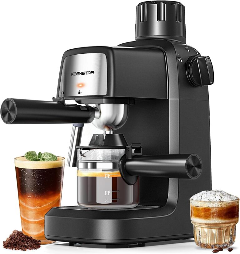 KEENSTAR 3.5Bar Espresso Machine with Milk Frother, 800W Compact Espresso and Cappuccino Machine with Preheating Function, 4 Cup Espresso Maker for Cappuccino or Latte, Gift for Coffee Lover