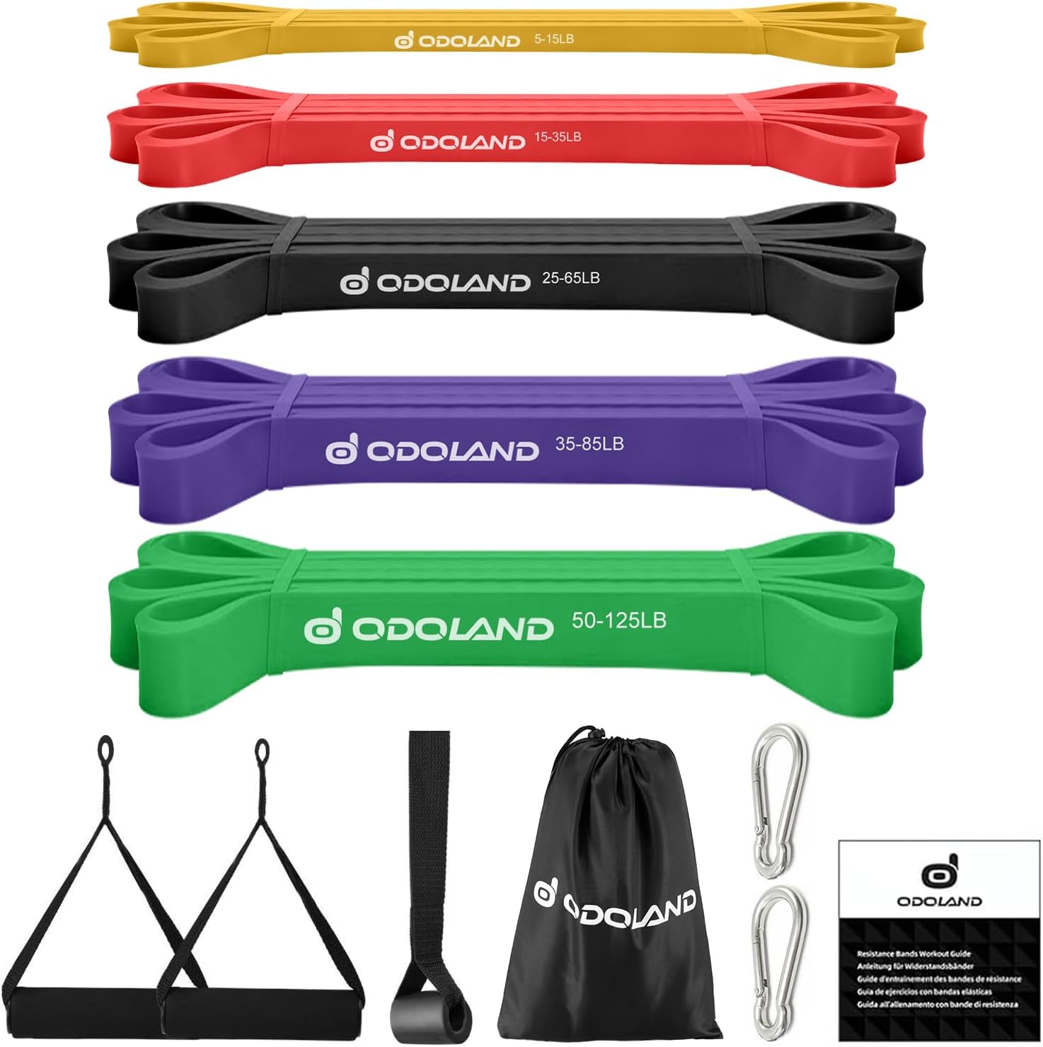 Odoland 5 Packs Pull Up Assist Bands, Pull Up Straps, Resistance Bands with Door Anchor and Handles, Stretch Mobility, Powerlifting and Extra Durable Exercise Bands with eGuide Odoland 5 Packs Pull Up Assist Bands, Pull Up Straps, Resistance Bands with Door Anchor and Handles, Stretch Mobility, Powerlifting and Extra Durable Exercise Bands with eGuide
