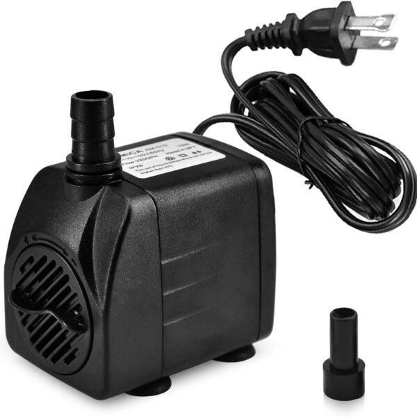 DOMICA 220GPH Ultra Quiet Fountain Pump (15W 800L/H), Small Submersible Pump for Pond, Water Feature, Aquariums, Fish Tanks, Hydroponics, Indoor or Outdoor Fountain (AC Powered)