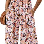 Dokotoo Women's Casual Loose Overalls Jumpsuits One Piece Sleeveless Printed Wide Leg Long Pant Rompers With Pockets