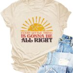 Every Little Thing is Gonna Be Alright Shirt Women Country Music Tshirt Hippie Gift Shirt Vintage Graphic Tees Top