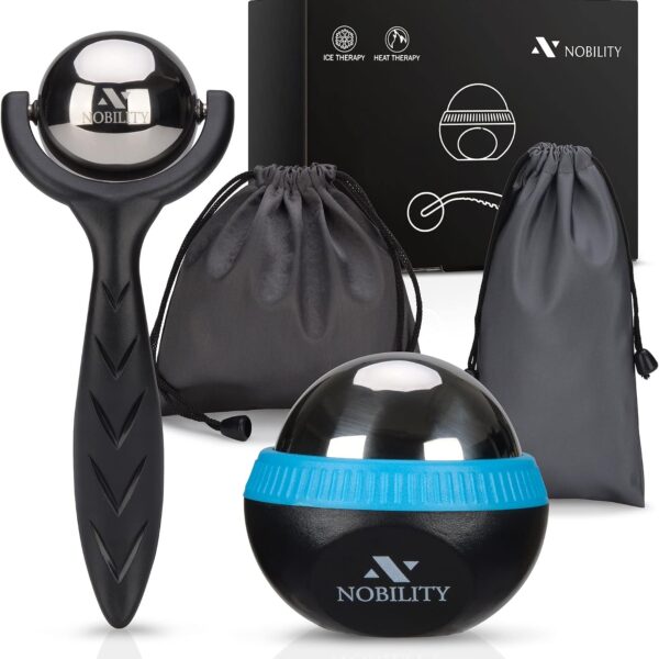 Nobility Massage Ball Roller Ice Cold and Hot for Deep Tissue and Sore Muscle Relief of Stiffness and Stress, Body, Neck, Back, Foot, Plantar (Black)
