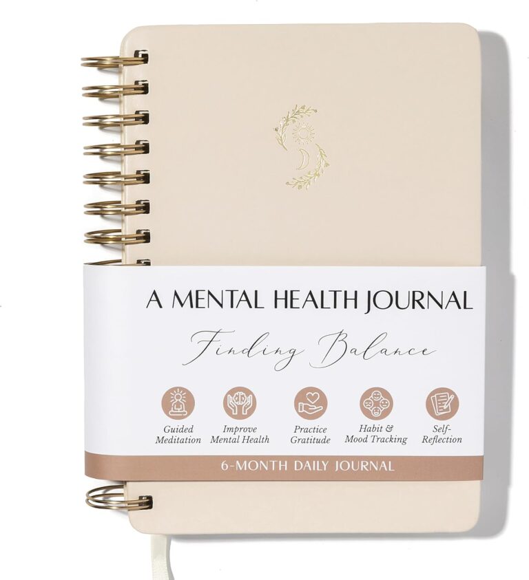 FINDING BALANCE Mental Health Journal  6-Month Daily Journal with Prompts for Mindfulness, Self-Care & Healing  Anxiety & Depression Relief  Beige Spiral