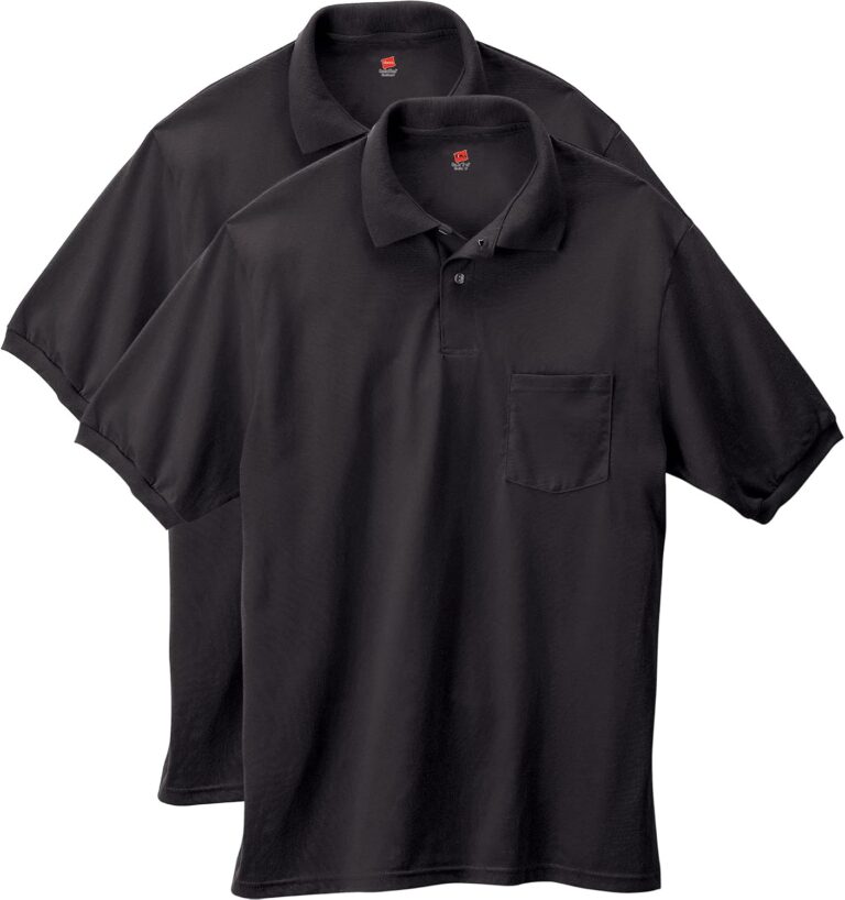 Hanes Men's Short Sleeve Jersey Pocket Polo (Pack of 2)