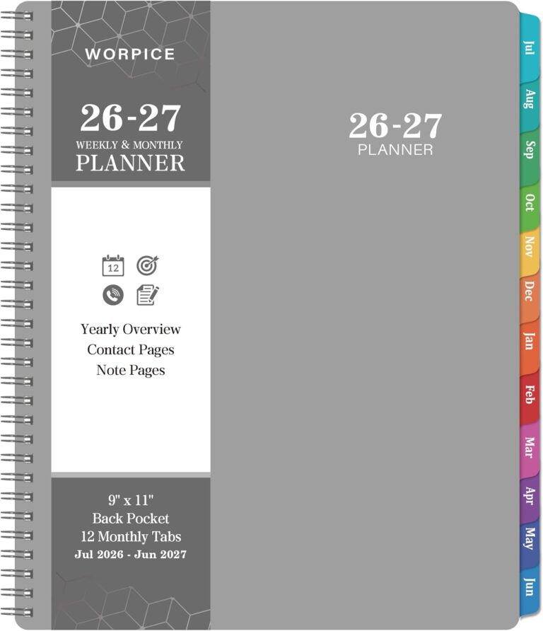 2026-2027 Planner - 2026-2027 Weekly and Monthly Planner, 9  11, from JUL 2026 to JUN. 2027, Inner Pocket, Premium Paper, Twin-wire Binding, Make Life Productive - Gray