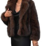 Women's Winter Faux Fur Coat Open Front Pockets Long Sleeve Fluffy Jacket