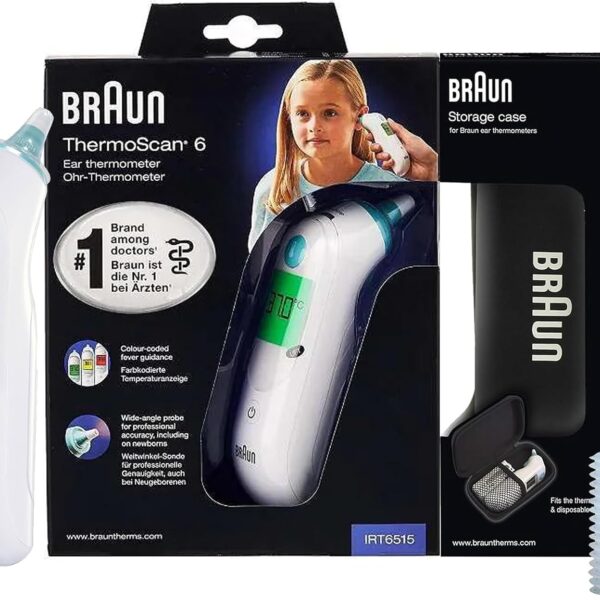 Braun ThermoScan 6 Ear Thermometer with Color-Coded Digital Display, ExacTemp Stability Indicator, Baby and Infant Friendly, No. 1 Brand Recommended by Pediatricians, IRT6515
