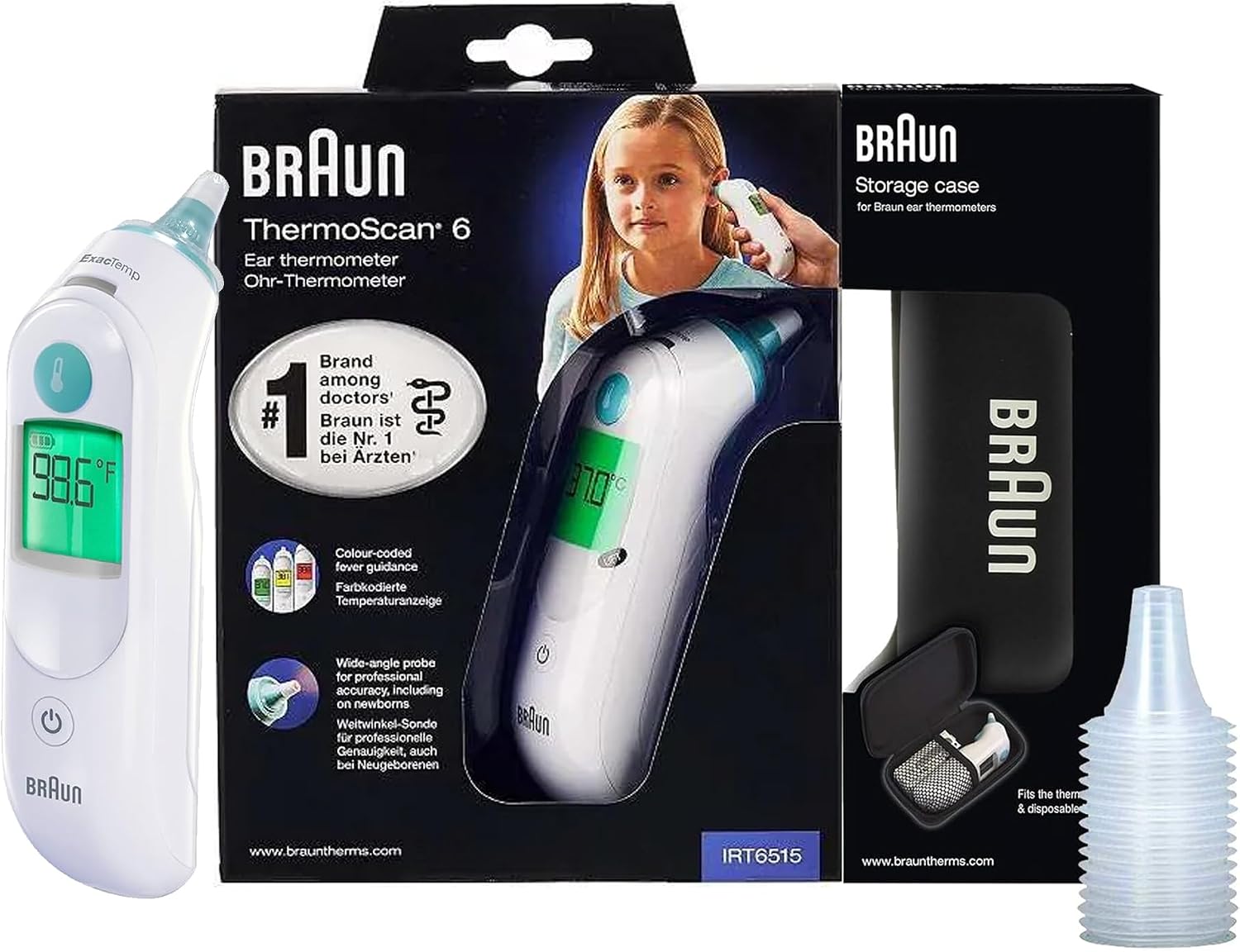 Braun ThermoScan 6 Ear Thermometer with Color-Coded Digital Display, ExacTemp Stability Indicator, Baby and Infant Friendly, No. 1 Brand Recommended by Pediatricians, IRT6515 Braun ThermoScan 6 Ear Thermometer with Color-Coded Digital Display, ExacTemp Stability Indicator, Baby and Infant Friendly, No. 1 Brand Recommended by Pediatricians, IRT6515