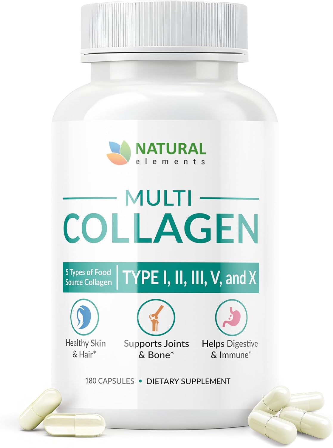 Multi Collagen 180 Protein Capsules - Type I, II, III, V, X Collagen Pills - Proprietary Blend of Eggshell, Chicken, Wild Fish & Grass-Fed Beef Collagen Peptides - 2025mg per serv Multi Collagen 180 Protein Capsules - Type I, II, III, V, X Collagen Pills - Proprietary Blend of Eggshell, Chicken, Wild Fish & Grass-Fed Beef Collagen Peptides - 2025mg per serv