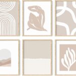 HAUS AND HUES Neutral Wall Art, Beige Boho Matisse Prints, Unframed 8x10, 6 Count