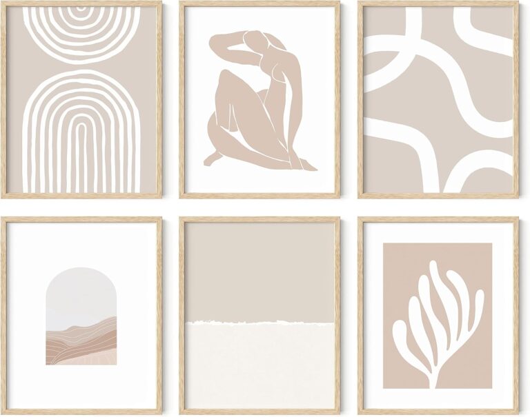 HAUS AND HUES Neutral Wall Art, Beige Boho Matisse Prints, Unframed 8x10, 6 Count