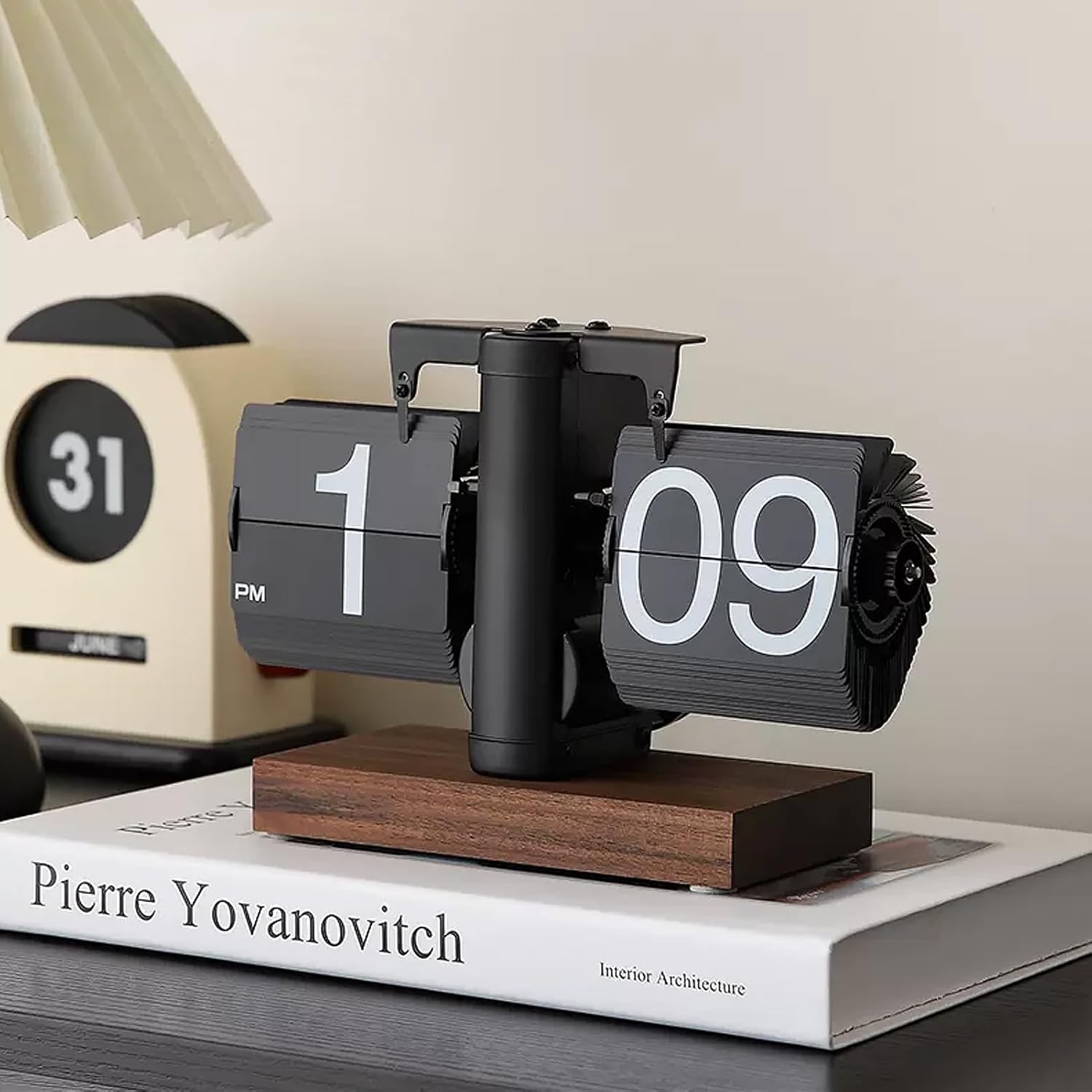 VBESTLIFE Retro Digital Flip Down Clock, Battery Powered Internal Gear Operated Clock, Classic Mechanical, Black Walnut Base, for Home & Office Decor(Black) VBESTLIFE Retro Digital Flip Down Clock, Battery Powered Internal Gear Operated Clock, Classic Mechanical, Black Walnut Base, for Home & Office Decor(Black)