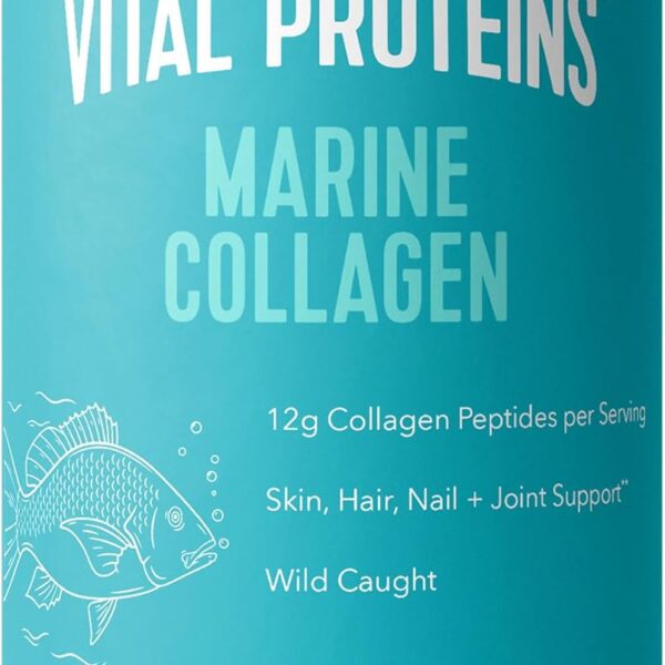 Vital Proteins Marine Collagen Peptides Powder Supplement for Skin Hair Nail Joint - Hydrolyzed Collagen - 12g per Serving - 7.8 oz Canister