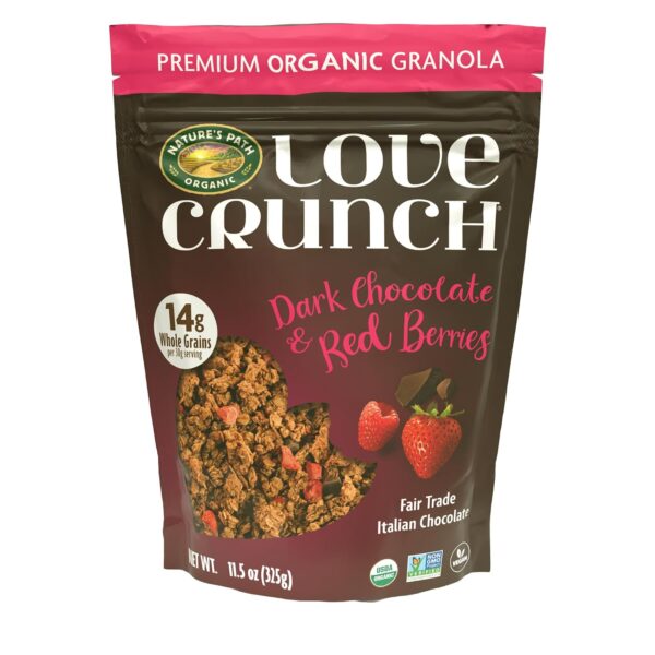 Love Crunch Organic Dark Chocolate & Red Berries Granola, 11.5 oz (Pack of 6), Vegan, Non-GMO, Fair Trade, by Nature's Path