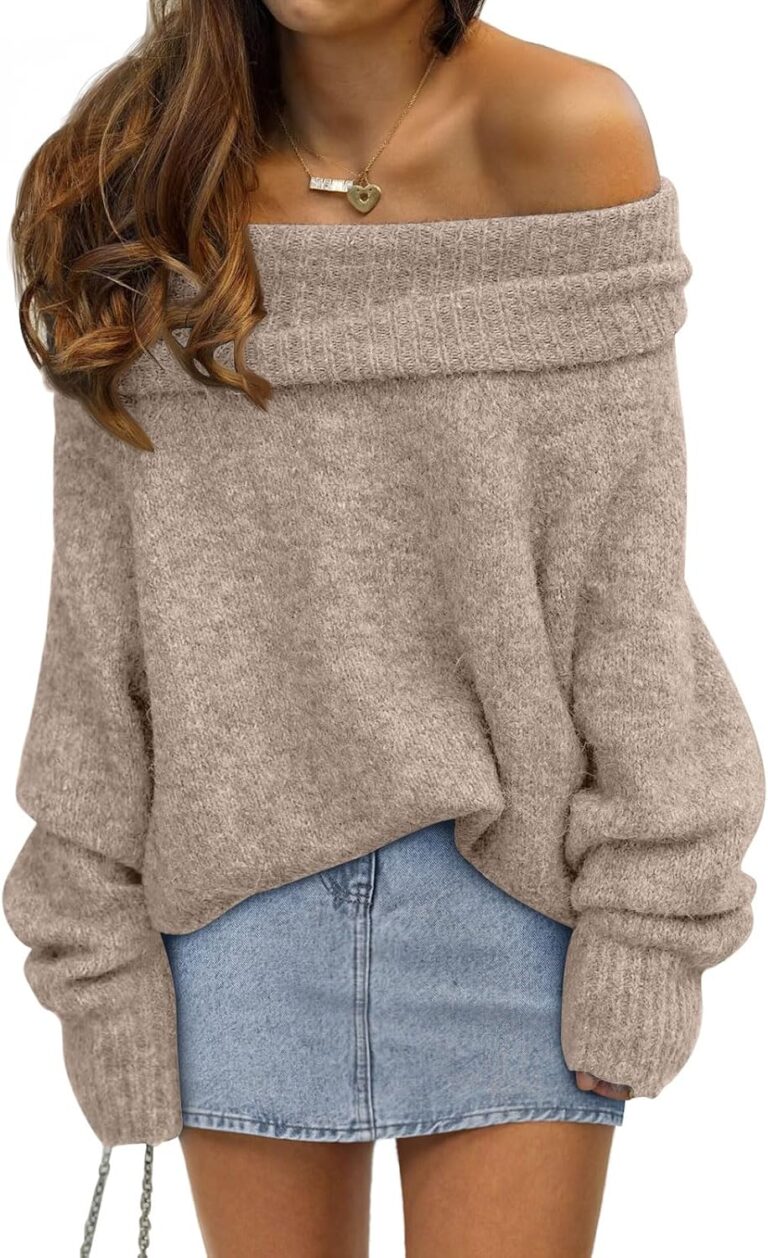 LILLUSORY Off The Shoulder Sweater Oversized Fall Going Out Tops | Stay Put Neckline Ultra Soft Knit Cute Sexy Date Night Sweater Dress winter Trendy Fashion Outfits Casual Clothes