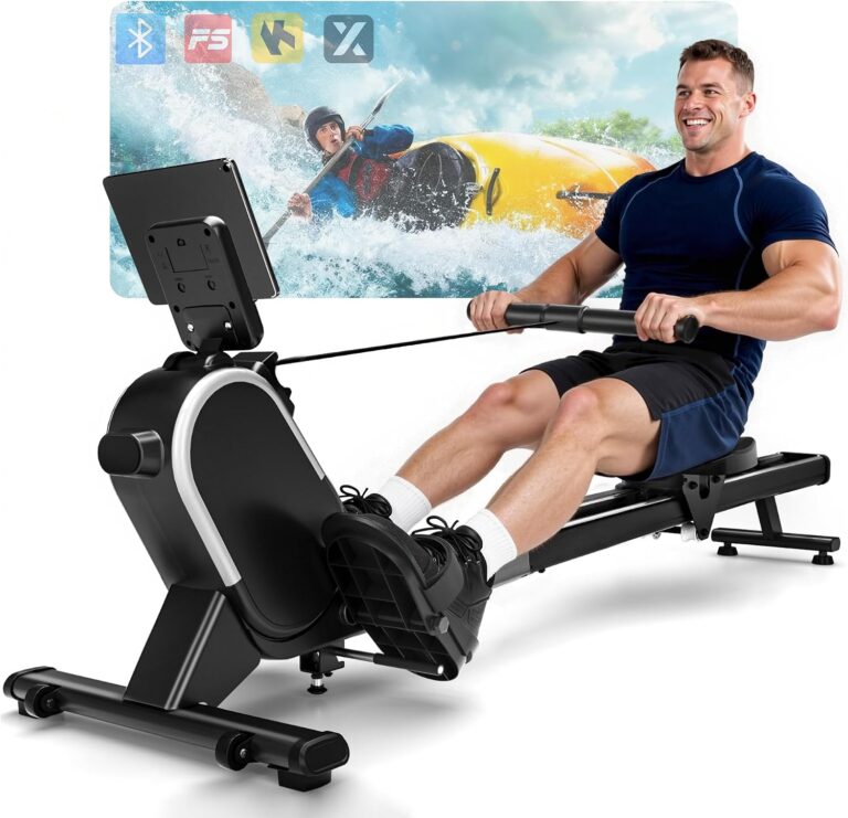 Rowing Machines for Home, 16/32-Level Adjustable Resistance, Magnetic Rowing Machine with App Supported, 350/400 LB Weight Capacity, Upgraded Dual Slide Rails with LCD Data Display Screen