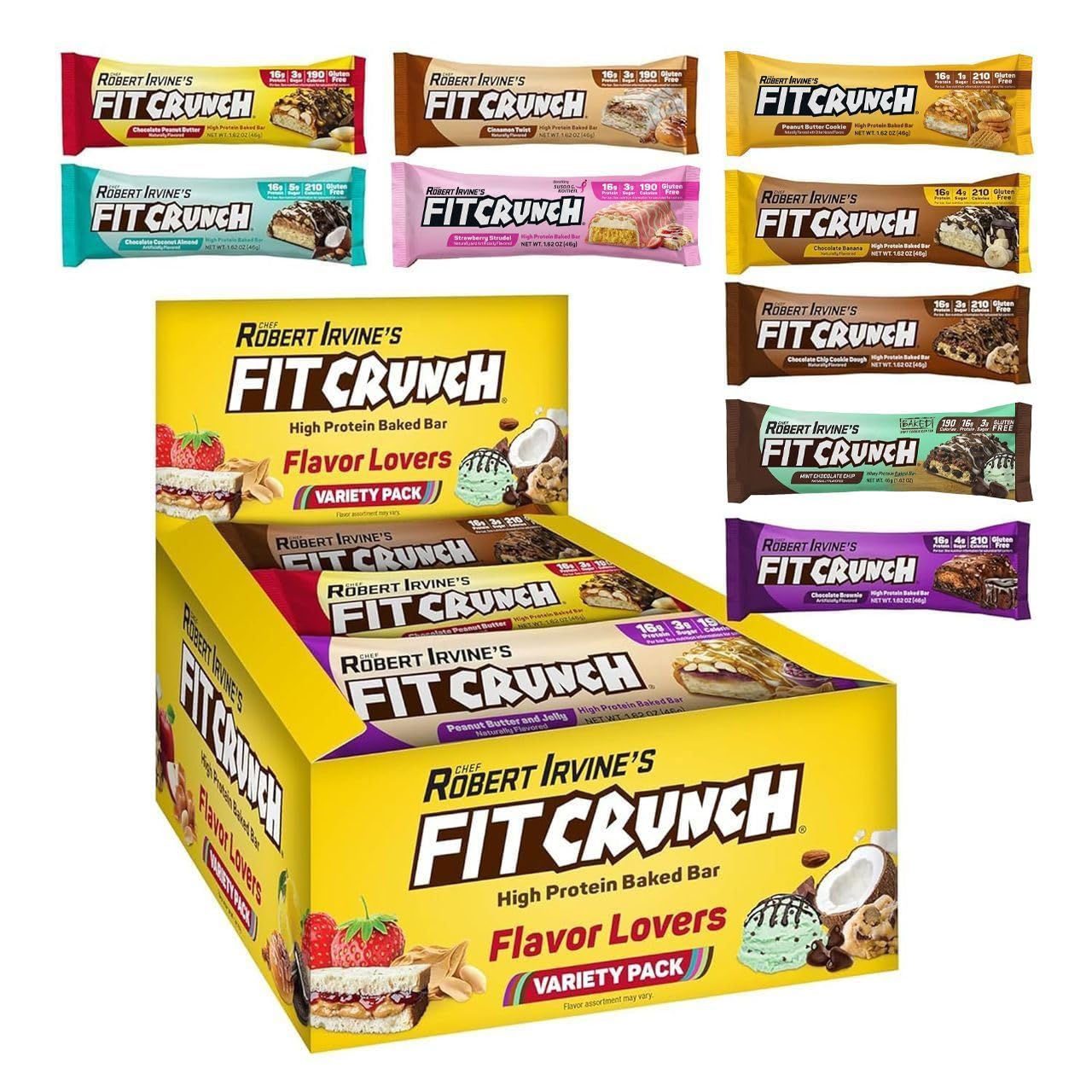 FITCRUNCH Snack Size Protein Bars, 6-Layer Baked Bar, 3g of Sugar, Gluten Free & Soft Cake Core (9 Count, Flavor Lovers) FITCRUNCH Snack Size Protein Bars, 6-Layer Baked Bar, 3g of Sugar, Gluten Free & Soft Cake Core (9 Count, Flavor Lovers)