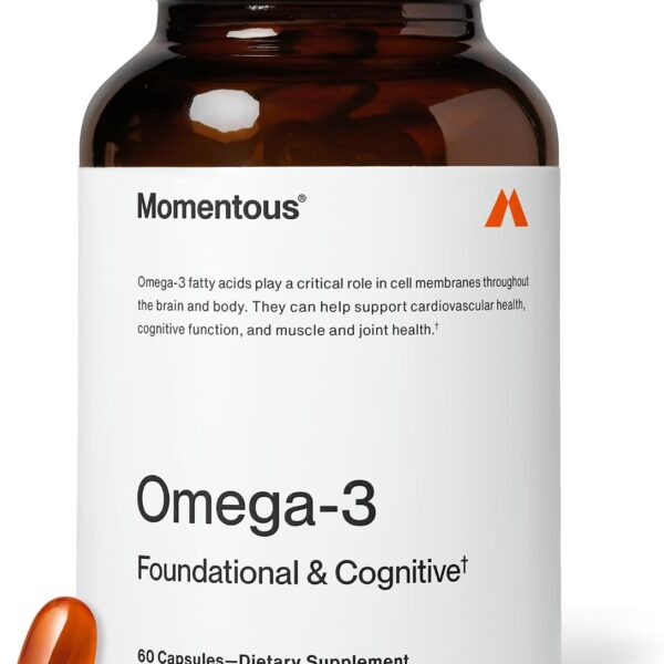 Momentous Omega-3 Fish Oil - High-Potency EPA & DHA Supplement for Men & Women - Supports Heart, Joint, & Brain Health - NSF Certified for Sport - Non-GMO - Gluten-Free - 1,600 mg - 30 Servings