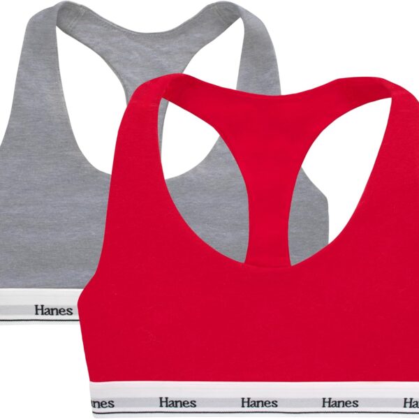 Hanes Women's Originals Racerback Bralette Pack, Breathable Stretch Cotton Bras, 2-Pack
