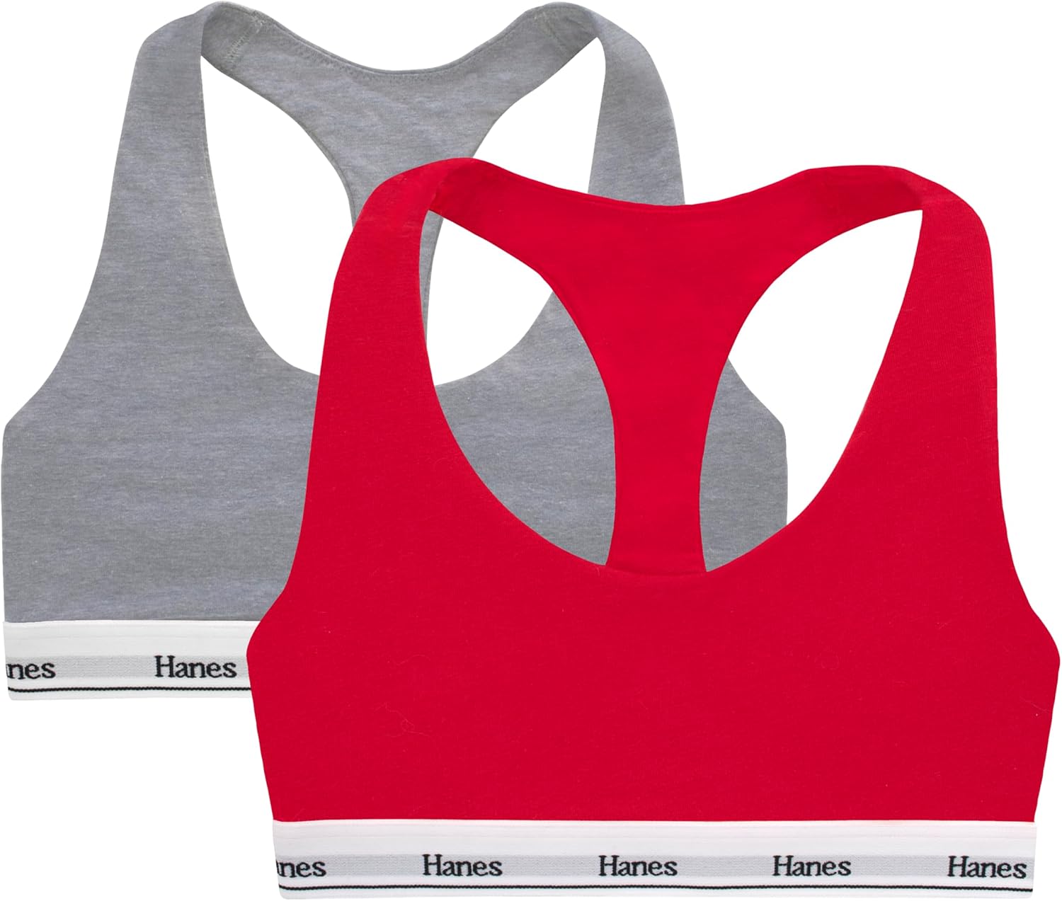 Hanes Women's Originals Racerback Bralette Pack, Breathable Stretch Cotton Bras, 2-Pack Hanes Women's Originals Racerback Bralette Pack, Breathable Stretch Cotton Bras, 2-Pack