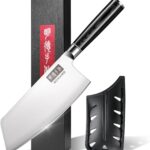 MDHAND 7 Inch Meat Cleaver Butcher Knife, High Carbon Stainless Steel Cleaver Knife with Black Pakkawood Handle, Heavy Duty Bone Chopper for Meat & Vegetables, Home & Restaurant, Chef Gifts