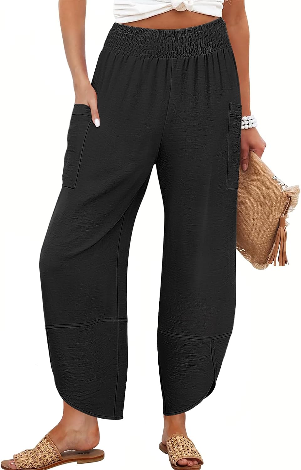 ANRABESS Womens Wide Leg Palazzo Capri Pants 2026 Summer Casual High Waisted Barrel Lounge Flowy Cropped Beach Work Trousers ANRABESS Womens Wide Leg Palazzo Capri Pants 2026 Summer Casual High Waisted Barrel Lounge Flowy Cropped Beach Work Trousers