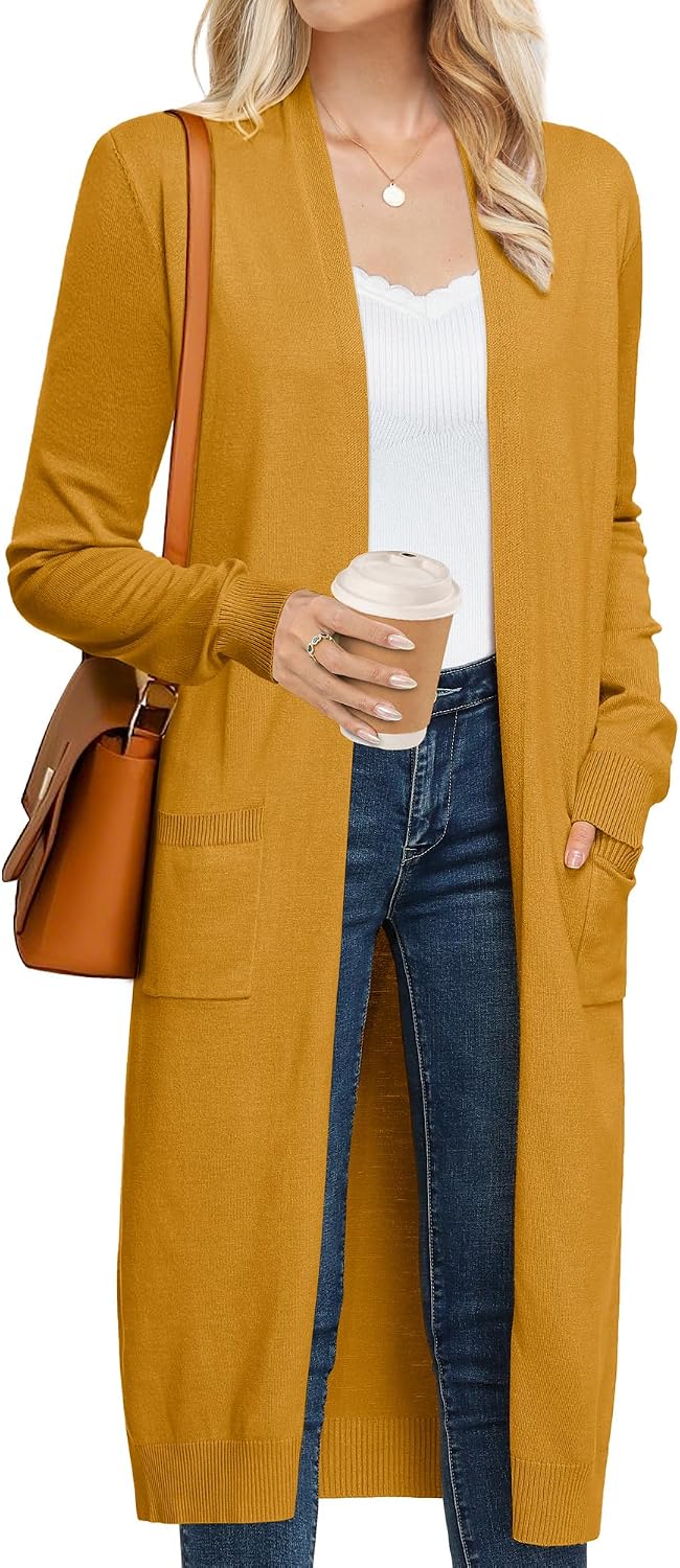 GRACE KARIN Women's 2026 Trendy Long Cardigans Sweater Lightweight Open Front Long Sleeve Maxi Duster Coats with Pockets GRACE KARIN Women's 2026 Trendy Long Cardigans Sweater Lightweight Open Front Long Sleeve Maxi Duster Coats with Pockets