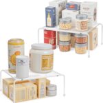 Kitchen Cupboard Organiser-2 Pack Metal Wire Storage Shelf Insert Rack for Kitchen Countertop, Pantry, Cabinet, Fridge