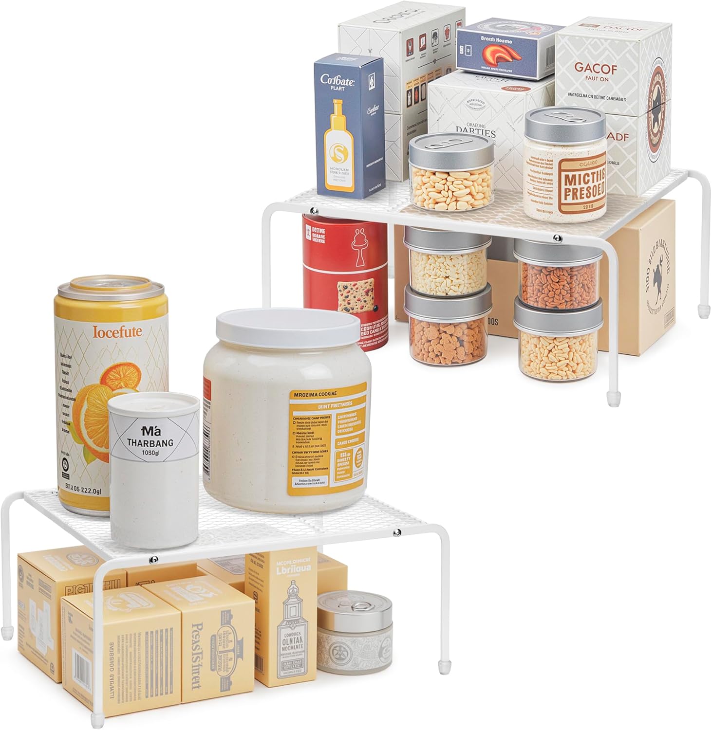 Kitchen Cupboard Organiser-2 Pack Metal Wire Storage Shelf Insert Rack for Kitchen Countertop, Pantry, Cabinet, Fridge Kitchen Cupboard Organiser-2 Pack Metal Wire Storage Shelf Insert Rack for Kitchen Countertop, Pantry, Cabinet, Fridge