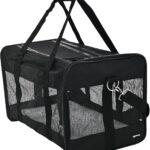 Amazon Basics Airline Approved Soft-Sided Mesh Pet Travel Carrier with Shoulder Strap, Removable Washable Fleece Pad, Top Opening, Ventilation for Dog, Cat, up to 22 pounds, 19.7Lx12Wx12H in., Black