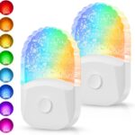 Night Lights Plug Into Wall [2 Pack], Color Changing Night Light for Kids, 8-Color RGB LED Nightlight with Dusk to Dawn Sensor for Bathroom Decor, Children Room, Gift