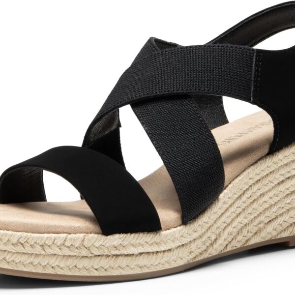DREAM PAIRS Womens Platform Espadrilles Wedge Sandals, Slip on Elastic Ankle Strap Sandals for Women Casual Dressy Summer