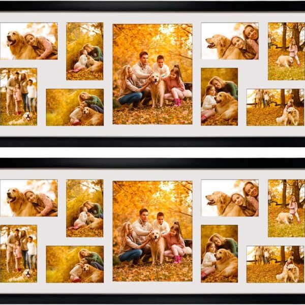 WIFTREY 2 Pack 4x6 Picture Frames Collage with 9 Openings, Display Eight 4 x 6 Pictures and One 8x10 Photos for Wall Mounting, Black