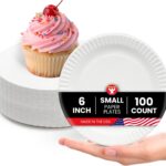 Hygloss Bulk Small Paper Plates 6-Inch - Dessert Plates Disposable for Party, Cake, Appetizer, Snack, Foodware, Crafts & More - Environmentally Friendly - White, Uncoated, Microwave Safe (100 Count)