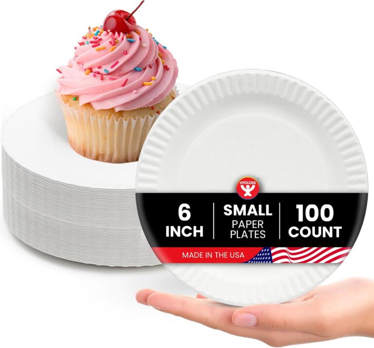 Hygloss Bulk Small Paper Plates 6-Inch - Dessert Plates Disposable for Party, Cake, Appetizer, Snack, Foodware, Crafts & More - Environmentally Friendly - White, Uncoated, Microwave Safe (100 Count)
