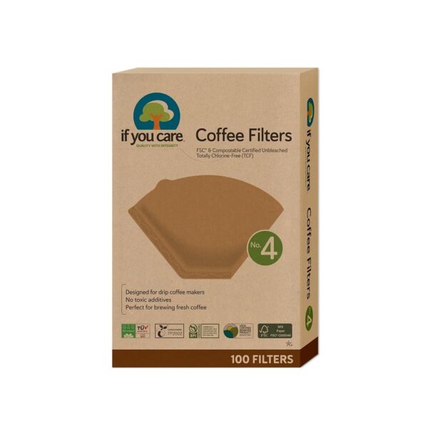 If You Care Coffee Filters No. 4 Unbleached, Chlorine-Free Paper Filters, FSC Certified, Compostable