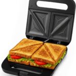 OVENTE Electric Sandwich Maker with Non-Stick Plates, Indicator Lights, Cool Touch Handle, Easy to Clean and Store, Perfect for Cooking Breakfast, Grilled Cheese, Tuna Melts and Snacks, Black GPS401B