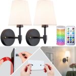 Peel and Stick Wall Sconces, Stick On Wall Sconce Set of 2, Battery Operated Wireless Adhesive Wall Lights, Corn Bulb with 10000mAh Battery, Easy Install for Bedroom Living Room Wall Decor