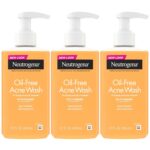 Neutrogena Oil Free Acne Face Wash for Oily Skin, Salicylic Acid Cleanser, Noncomedogenic, Residue Free, Easy Pump Bottles, 9.1 Fl Oz, 3 Count