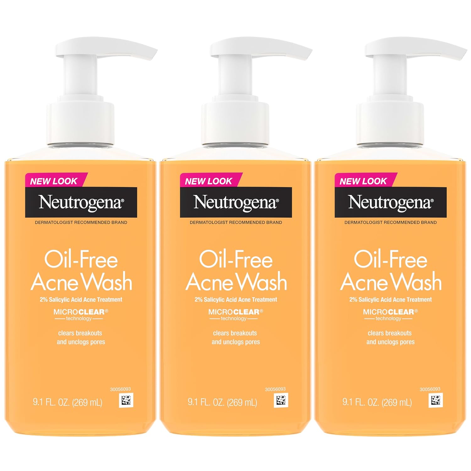 Neutrogena Oil Free Acne Face Wash for Oily Skin, Salicylic Acid Cleanser, Noncomedogenic, Residue Free, Easy Pump Bottles, 9.1 Fl Oz, 3 Count Neutrogena Oil Free Acne Face Wash for Oily Skin, Salicylic Acid Cleanser, Noncomedogenic, Residue Free, Easy Pump Bottles, 9.1 Fl Oz, 3 Count