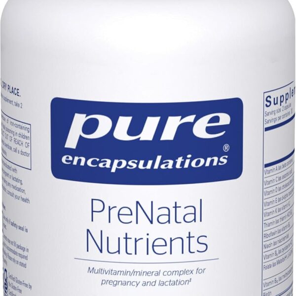 Pure Encapsulations PreNatal Nutrients - for Pregnancy & Lactation - Aids Energy & DNA Development* - with Folate, Choline & Iron - Gluten Free & Non-GMO - 60 Capsules