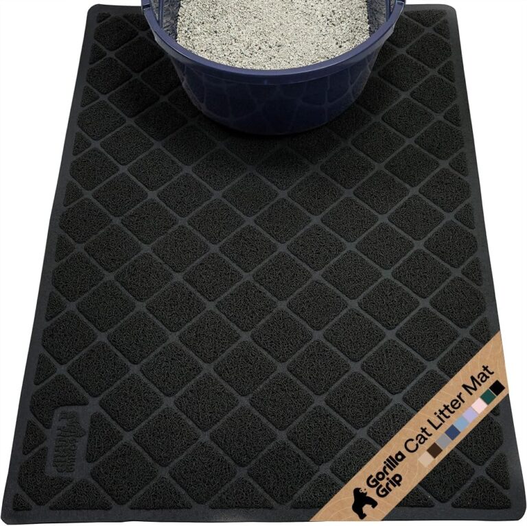 GORILLA GRIP Cat Litter Box Mat, Cushioned Coil Mesh Litter Trapping Mats, Scatter Control Supplies for Less Mess, Phthalate Free, Ultra Deep Catch Grooves, Rinse or Vacuum to Clean, 30x20 Black
