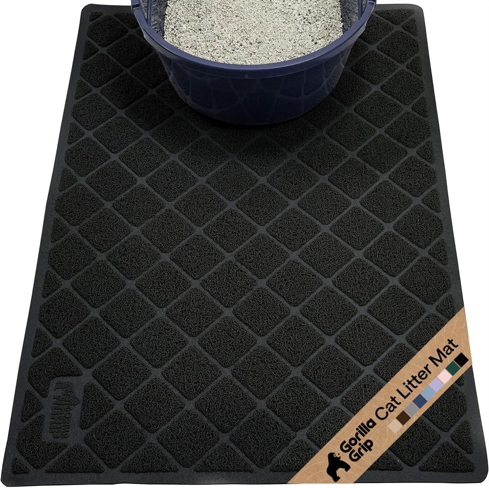 GORILLA GRIP Cat Litter Box Mat, Cushioned Coil Mesh Litter Trapping Mats, Scatter Control Supplies for Less Mess, Phthalate Free, Ultra Deep Catch Grooves, Rinse or Vacuum to Clean, 30x20 Black GORILLA GRIP Cat Litter Box Mat, Cushioned Coil Mesh Litter Trapping Mats, Scatter Control Supplies for Less Mess, Phthalate Free, Ultra Deep Catch Grooves, Rinse or Vacuum to Clean, 30x20 Black