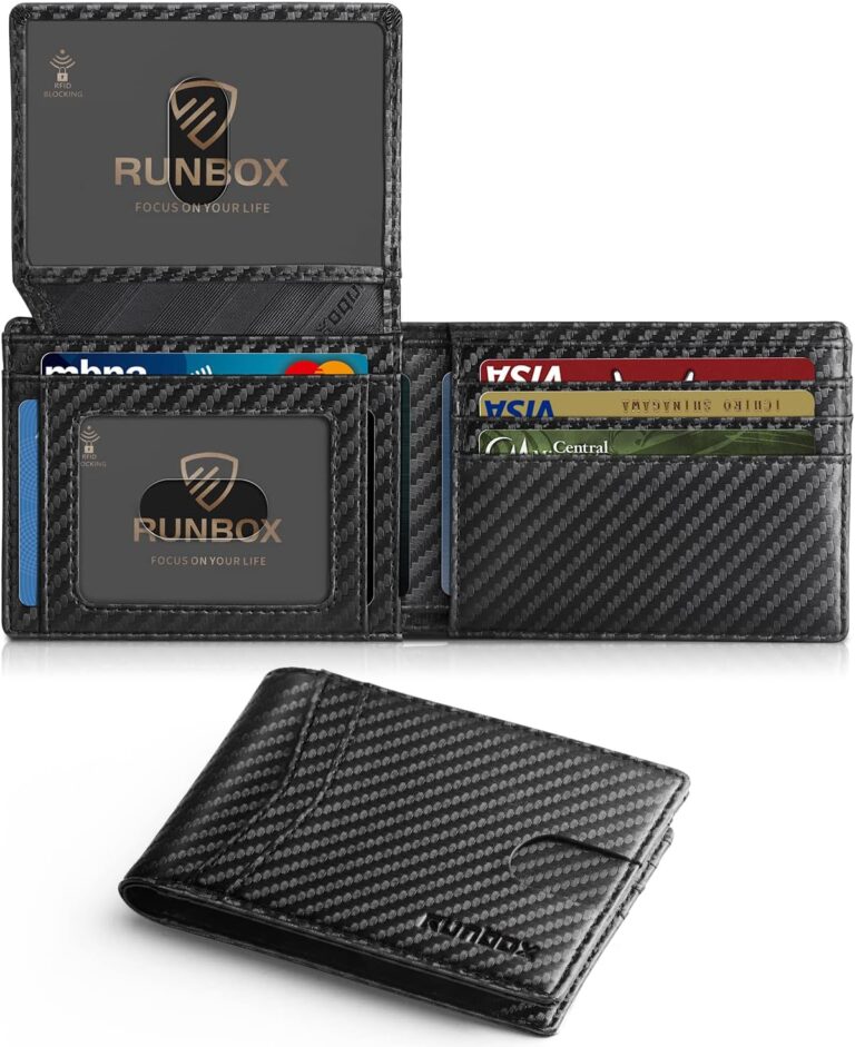 RUNBOX Wallet for Men -Slim Rfid Leather Mens Bifold Novelty Wallets 2 ID Window With Gift Box Men's Accessories | Slim