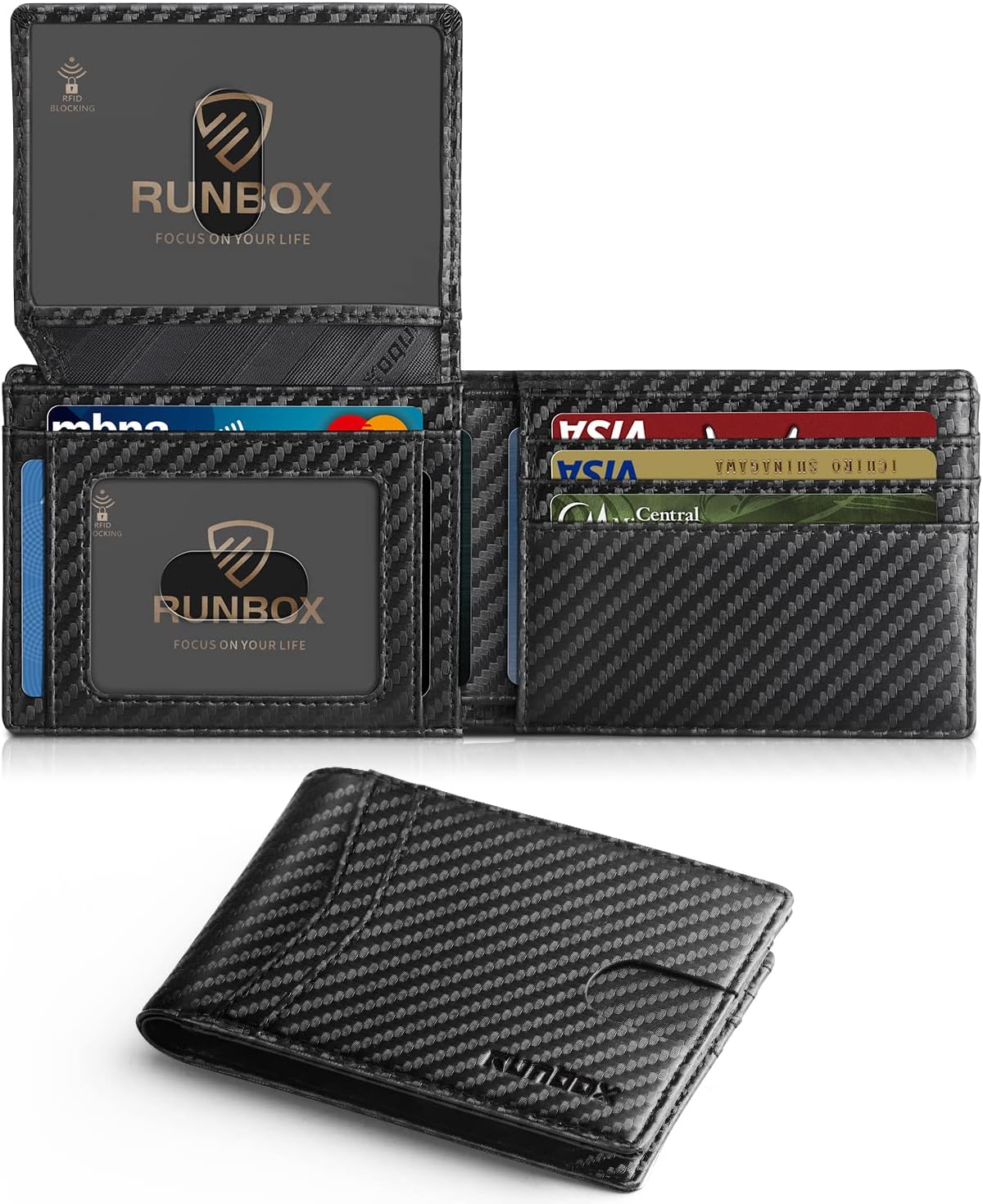 RUNBOX Wallet for Men -Slim Rfid Leather Mens Bifold Novelty Wallets 2 ID Window With Gift Box Men's Accessories | Slim RUNBOX Wallet for Men -Slim Rfid Leather Mens Bifold Novelty Wallets 2 ID Window With Gift Box Men's Accessories | Slim