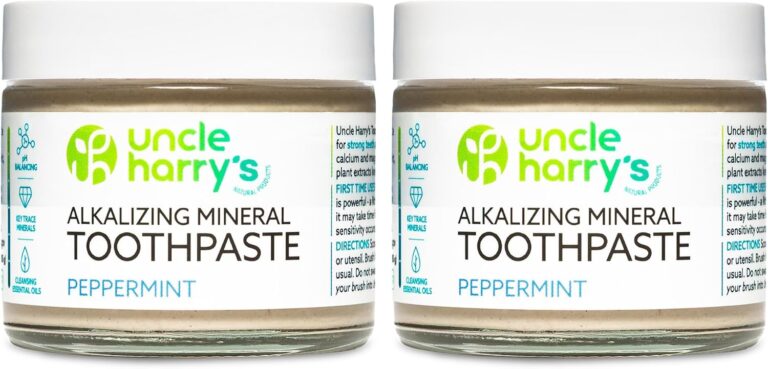 Uncle Harry's Peppermint Remineralizing Toothpaste | Natural Whitening Tooth Paste Freshens Breath & Promotes Enamel | Vegan Fluoride Free Toothpaste (2 Pack)